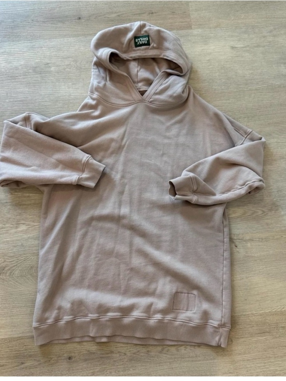 Daily Drills Reversible Oversized Hoodie Dress Tan Brown XS/S - Picture 3 of 4